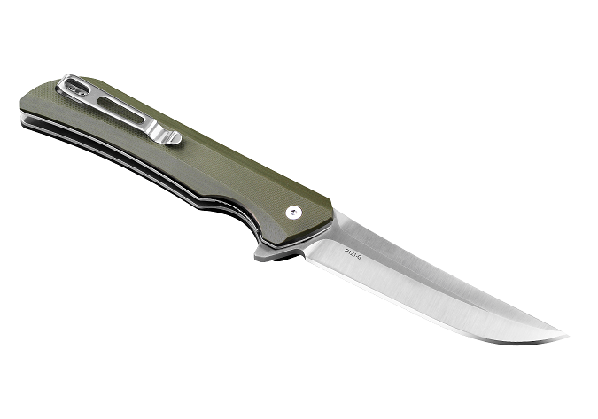 Ruike P121 Hussar Flipper Folding Knife, 14C28N Sandvik, G10 Green, P121G
